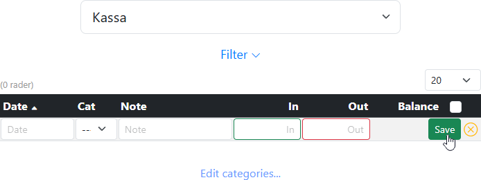 New row open