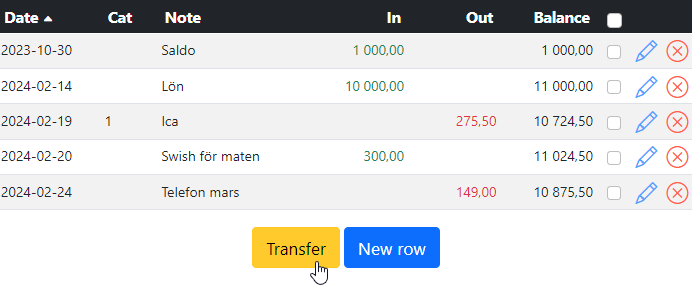 Transfer button