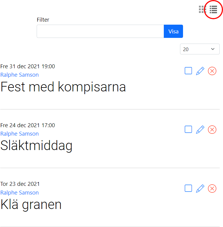 List view