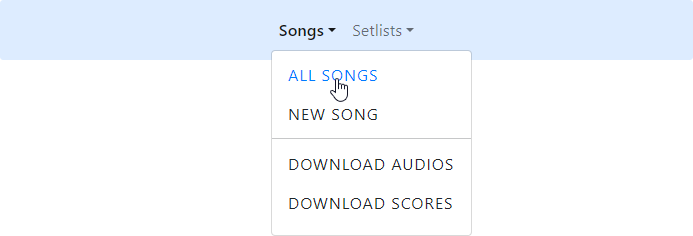 Songs menu