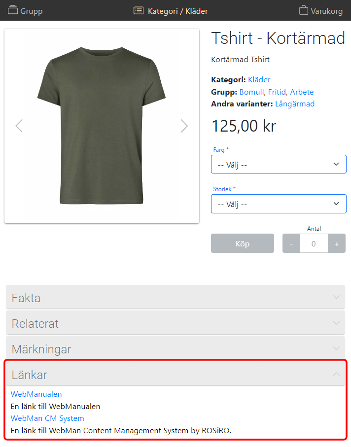Links in shop