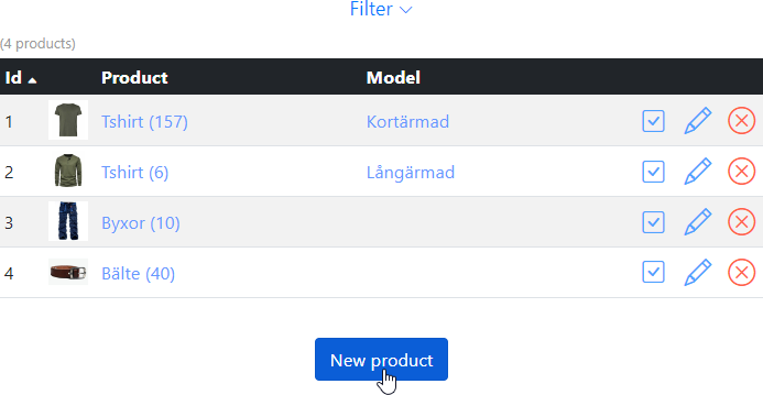 Product list