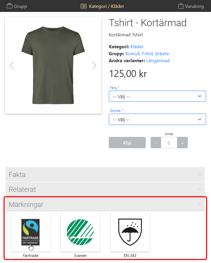 Symbols in shop