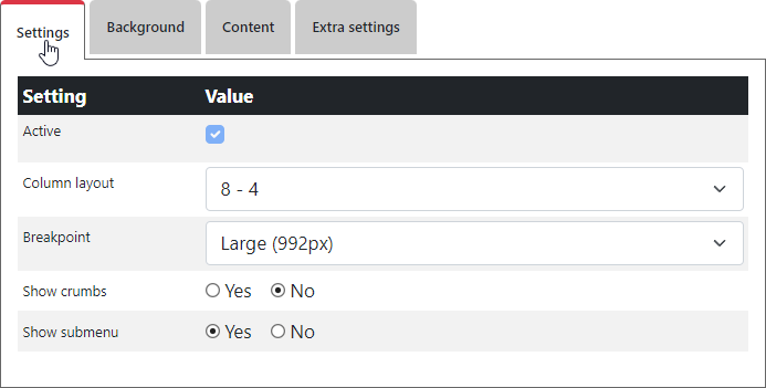 Search settings
