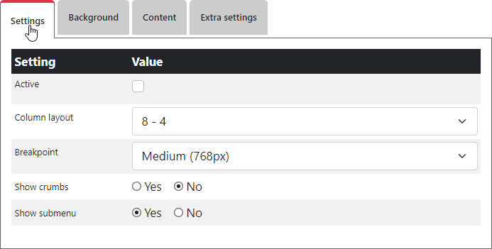 Sitemap settings