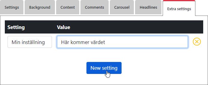 Advanced extra settings