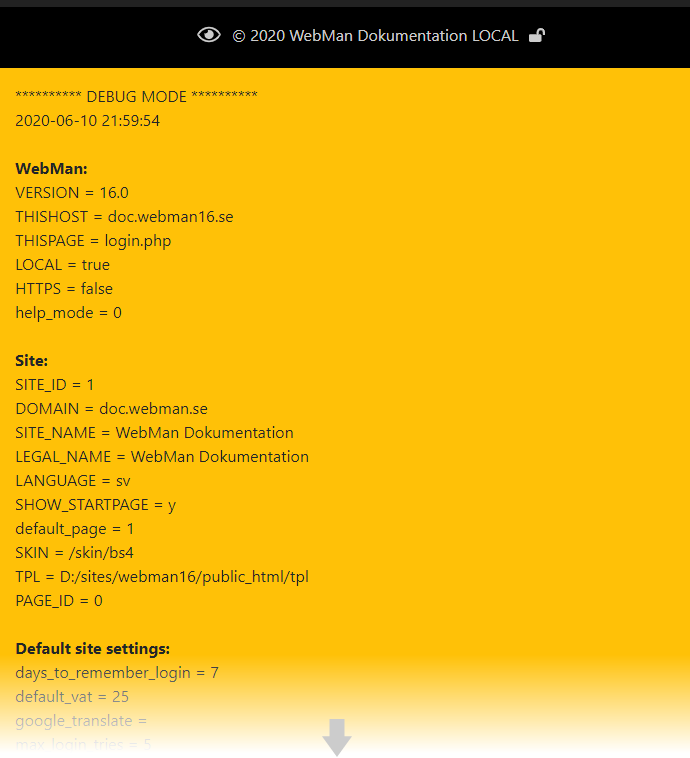 Debug mode
